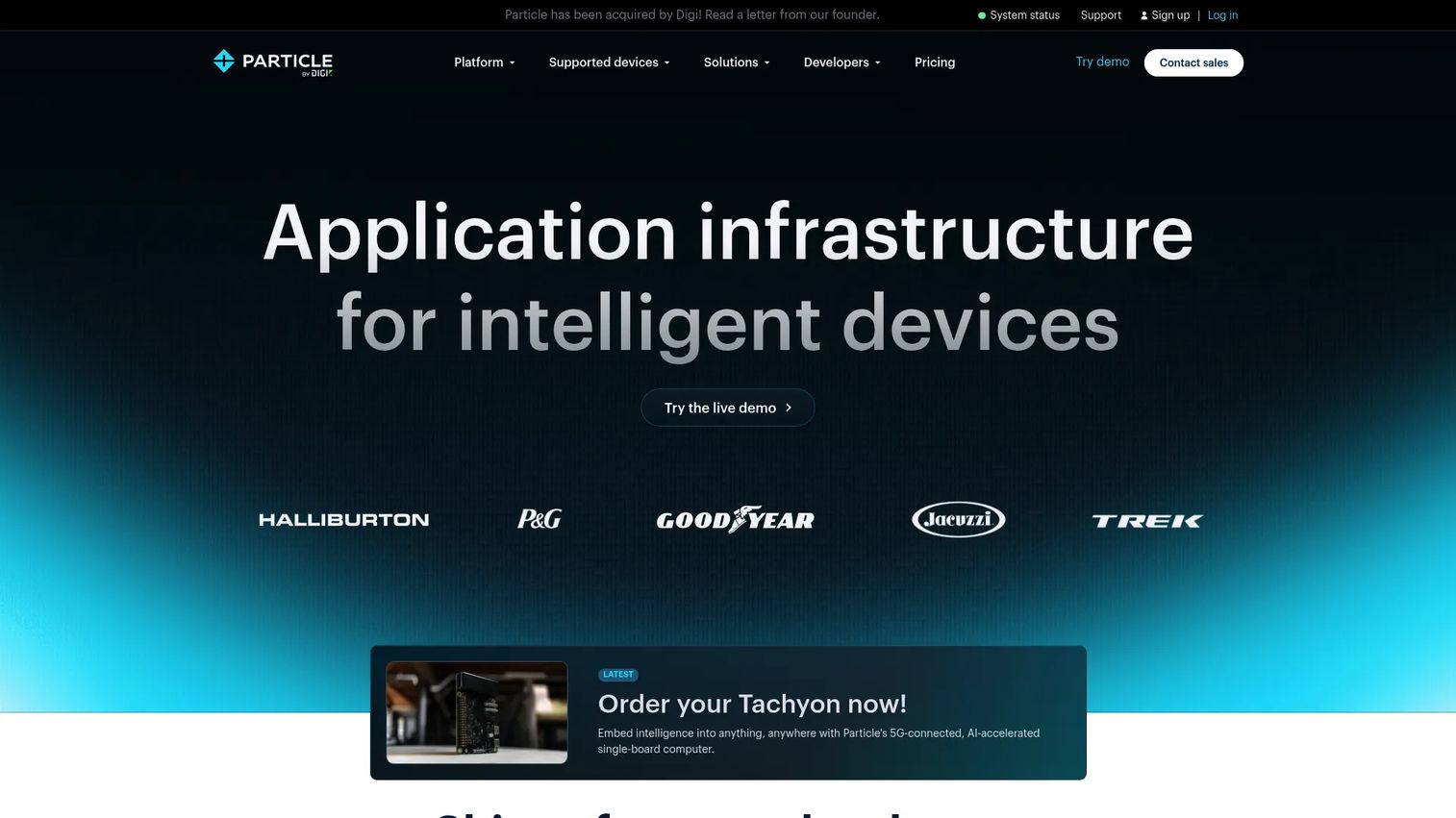 Particle device cloud for connected-product development and fleet operations.