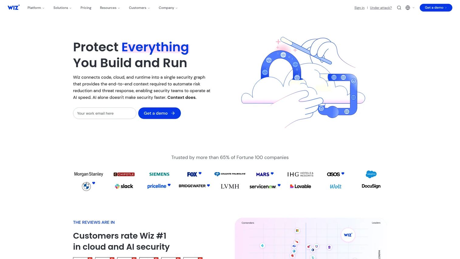 Wiz cloud security platform homepage