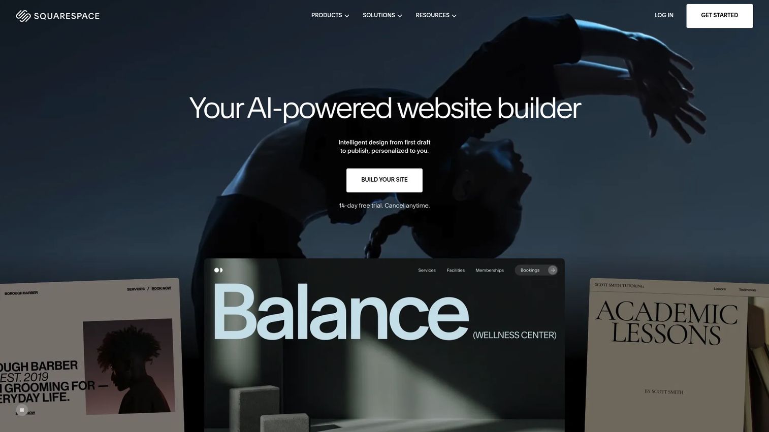 Squarespace website editor for small business publishing
