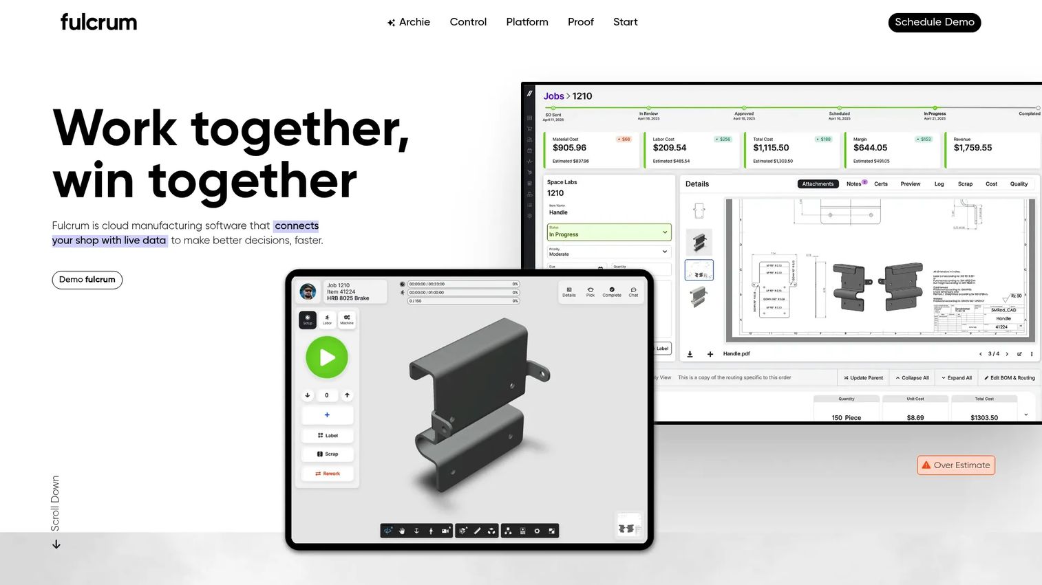 Fulcrum manufacturing operations software dashboard