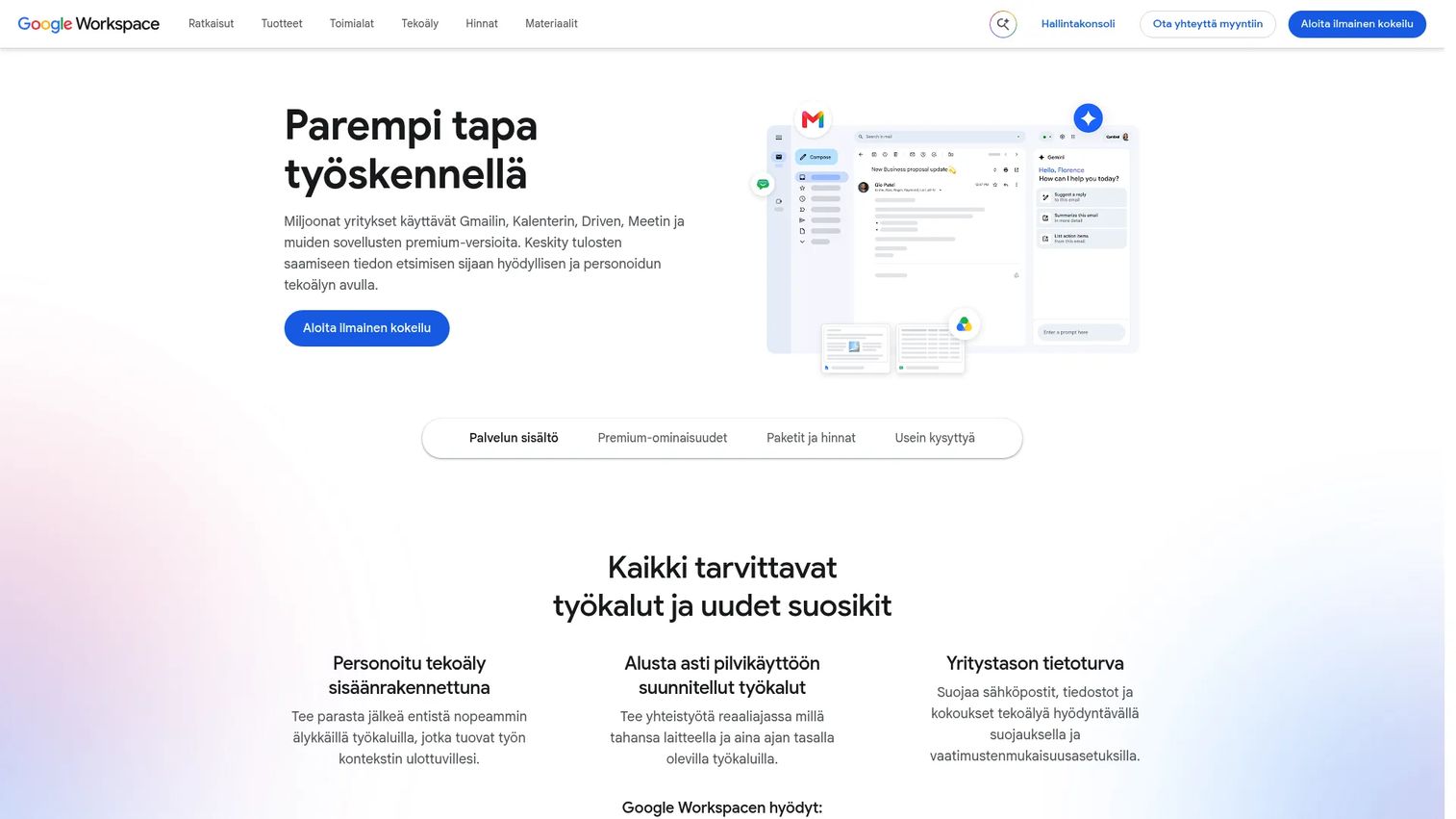 Google Workspace homepage screenshot