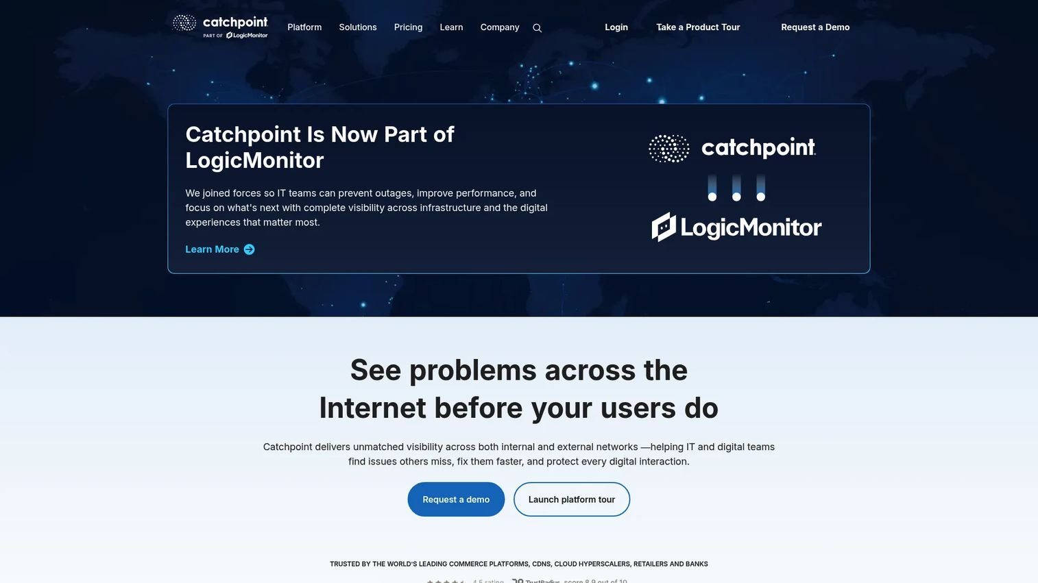 Catchpoint synthetic monitoring dashboard for global digital experiences