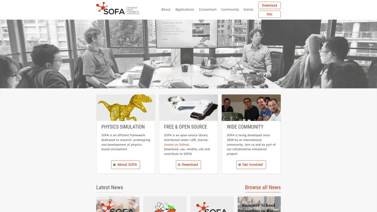 SOFA framework homepage screenshot