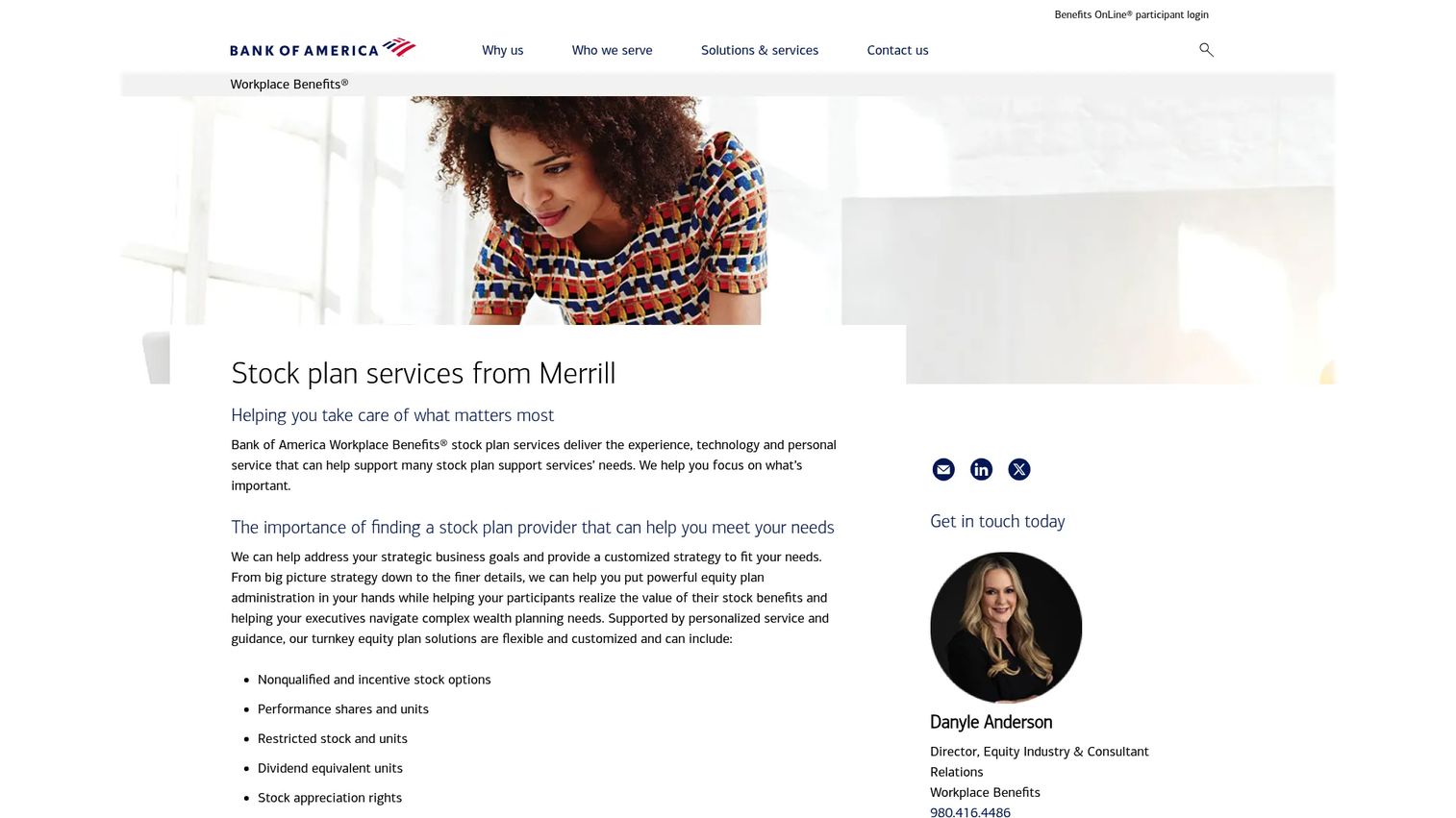 Bank of America Equity Plan Services stock plan administration