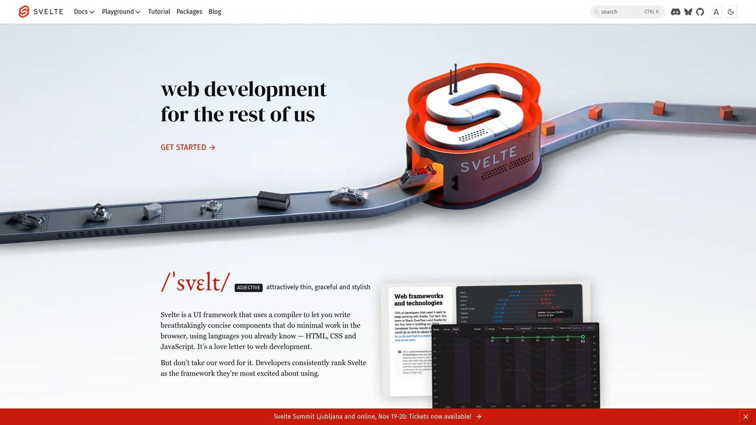 Svelte homepage screenshot