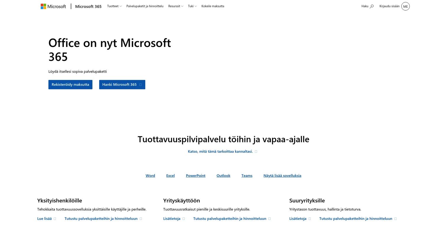 Microsoft Office homepage screenshot