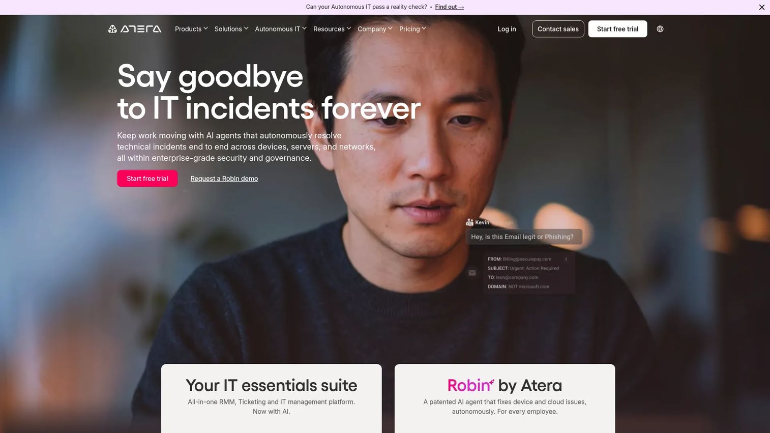 Atera homepage screenshot