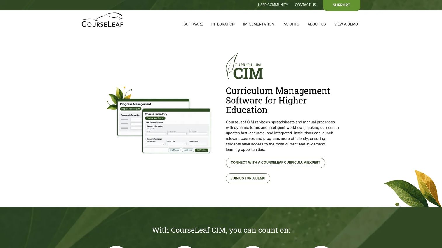 CourseLeaf CIM curriculum proposal and approval interface