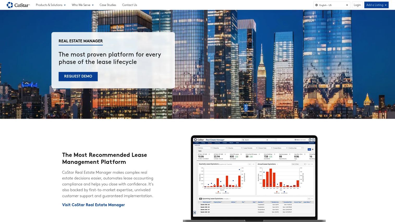 CoStar Real Estate Manager homepage screenshot