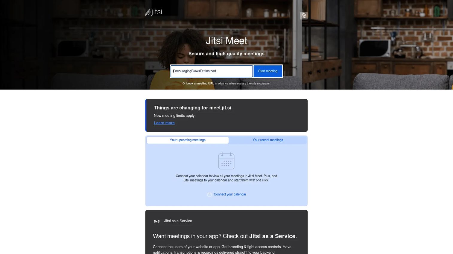 Jitsi Meet homepage screenshot