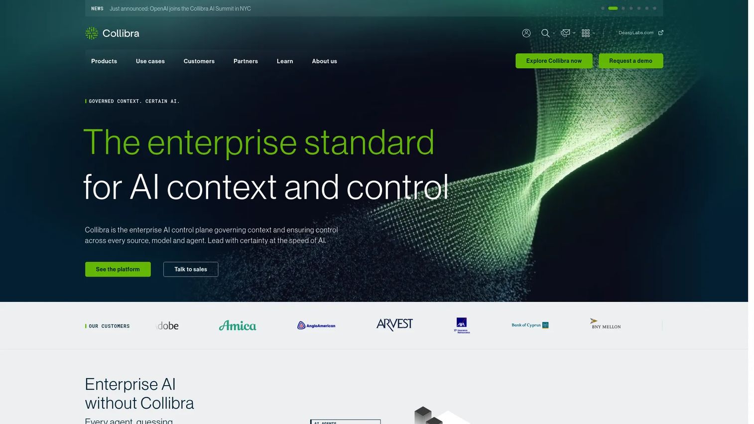 Collibra data governance platform showing ownership, cataloging, and stewardship workflows