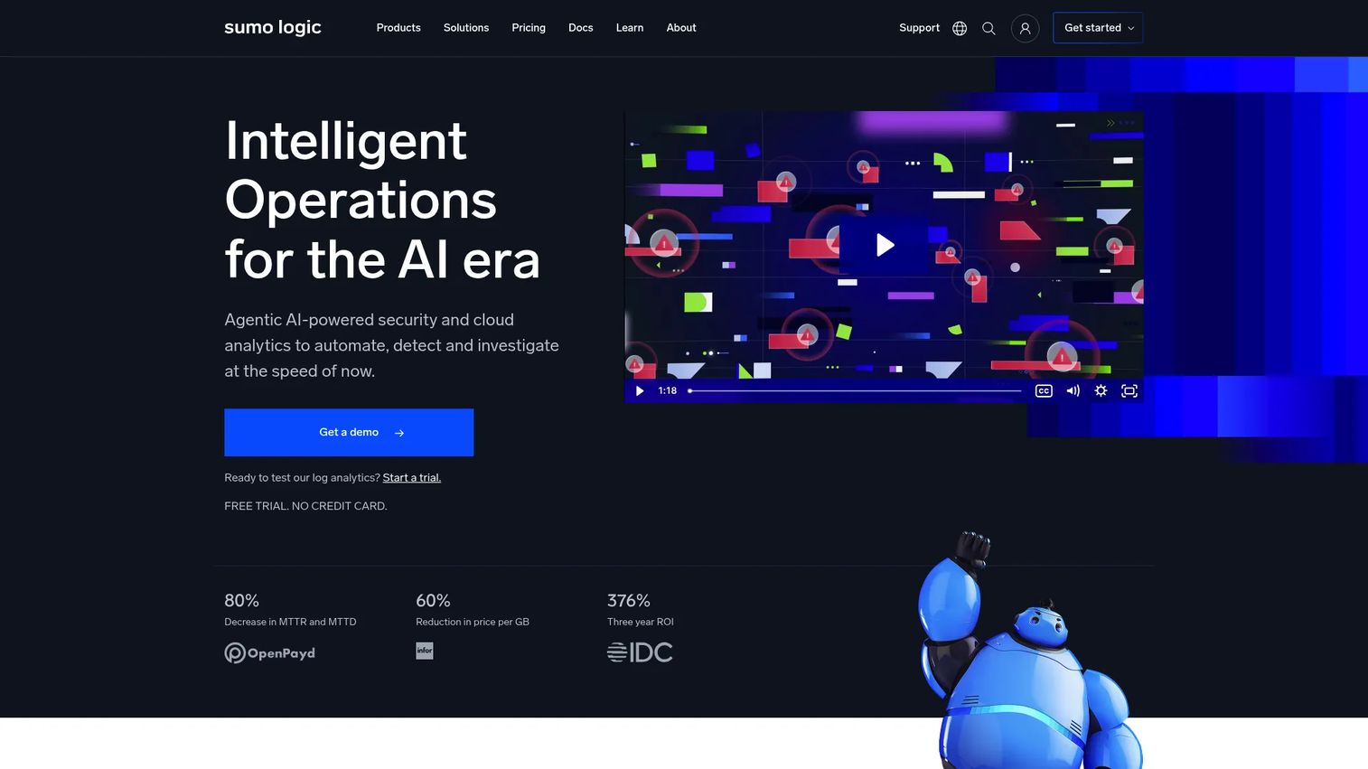 Sumo Logic log analytics and security dashboard