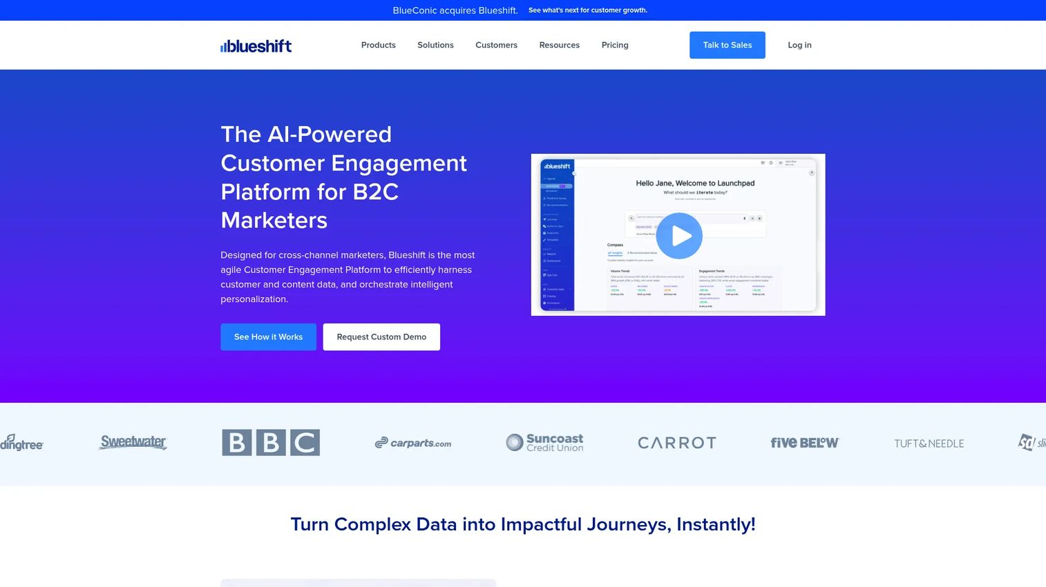 Blueshift AI customer engagement dashboard