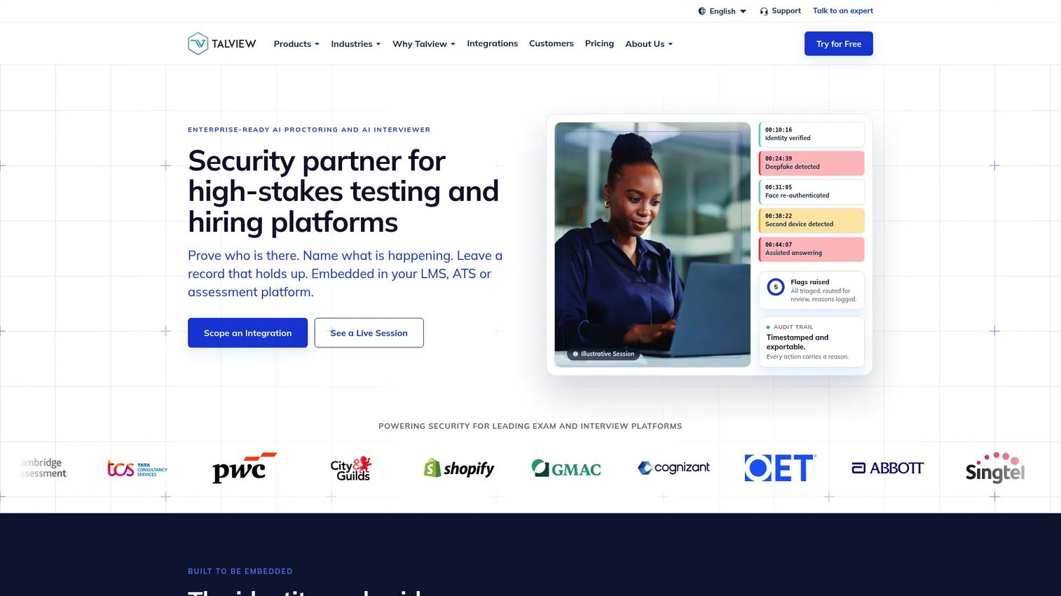 Talview homepage screenshot