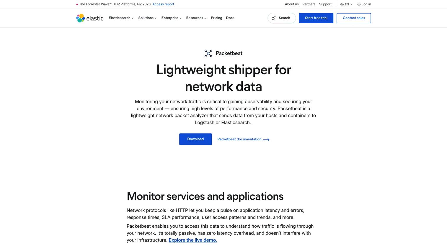 Elastic Packetbeat network transaction monitoring dashboard