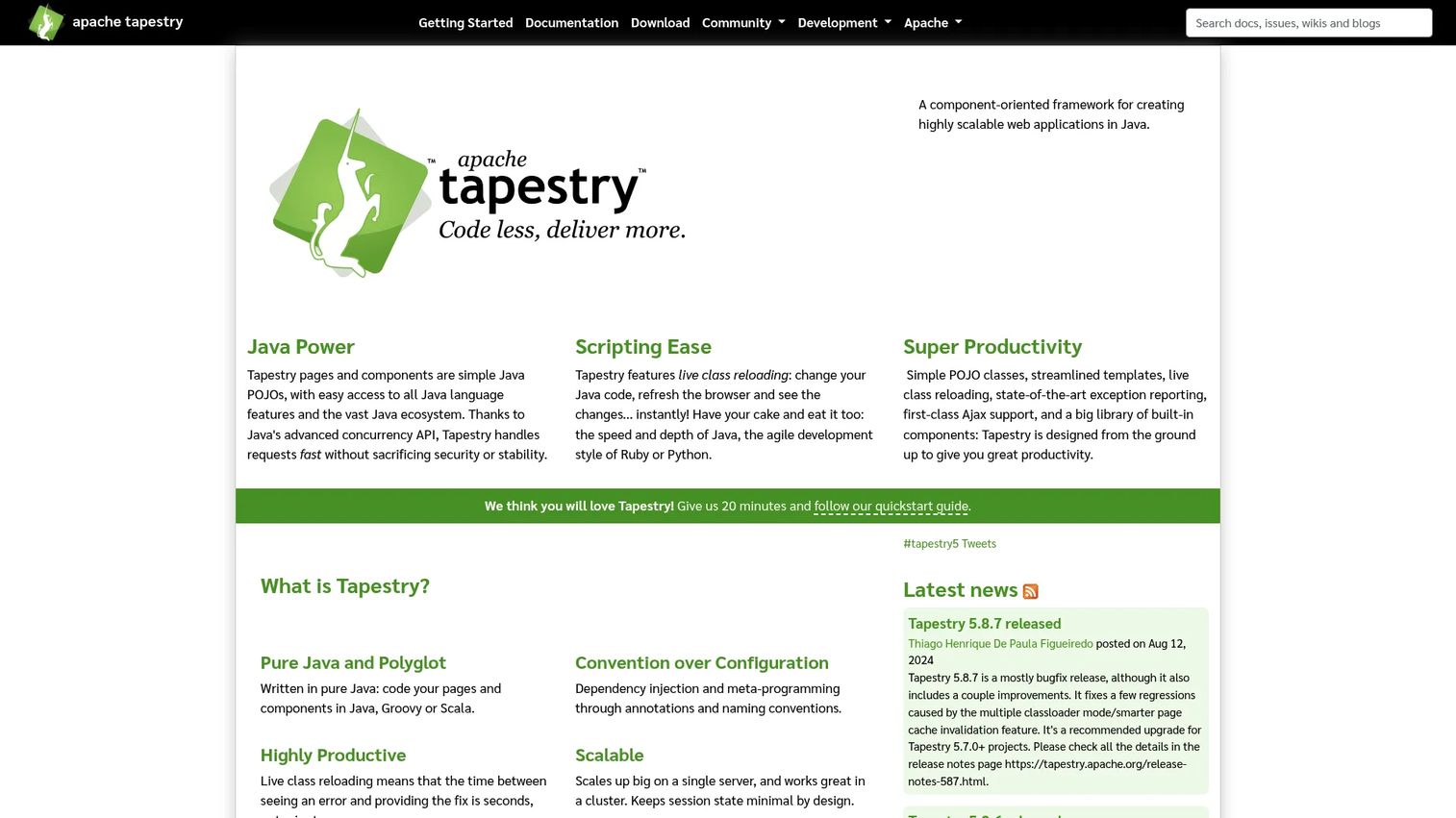 Apache Tapestry component-based Java web framework