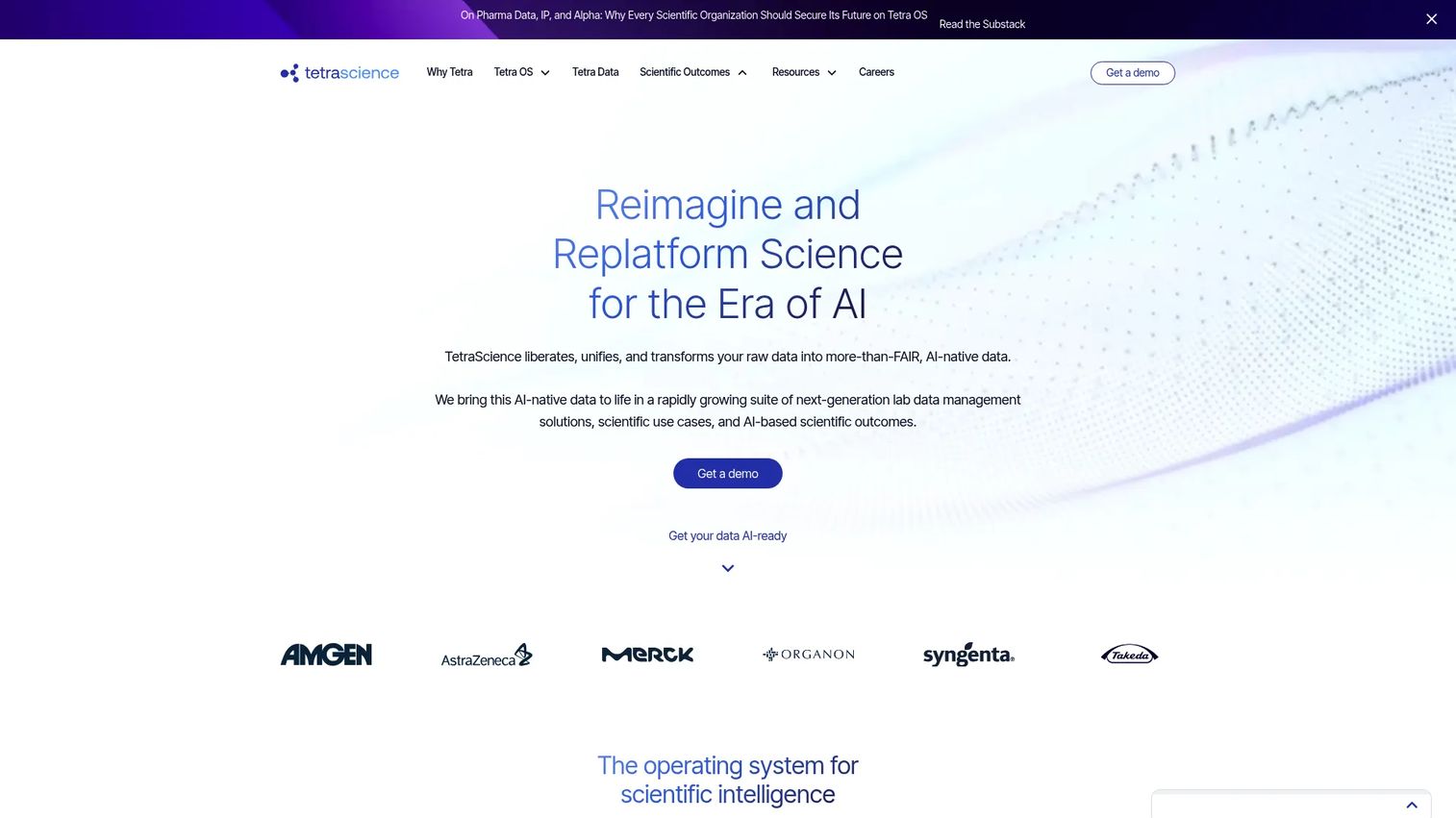 TetraScience homepage screenshot