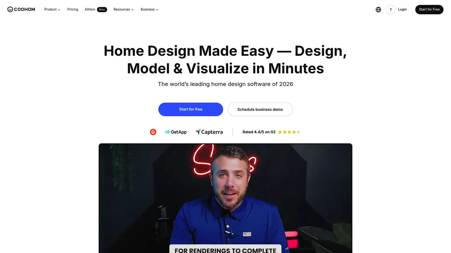 Coohom 3D home design software showing furnished room render