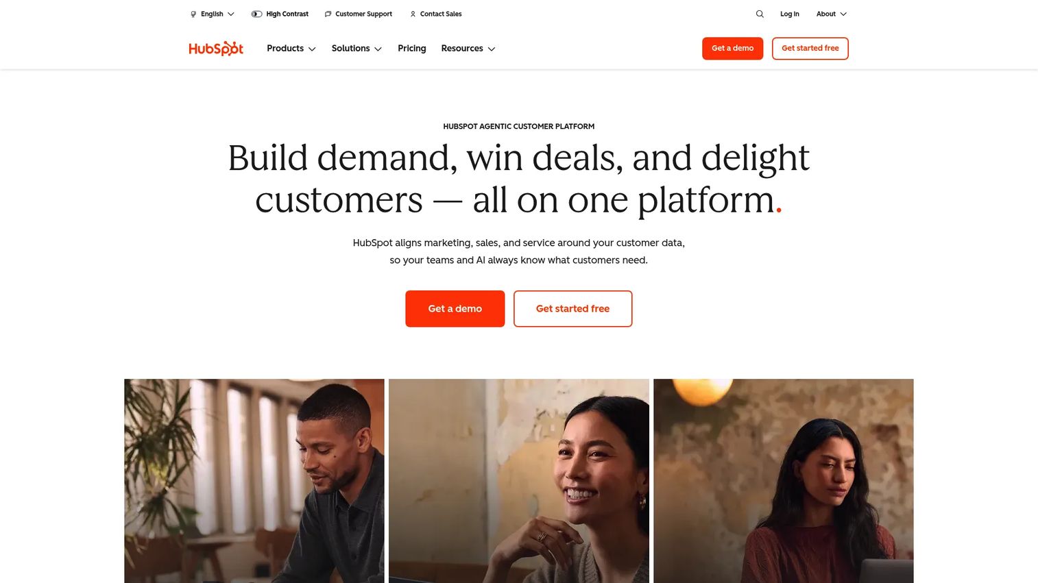 HubSpot homepage screenshot