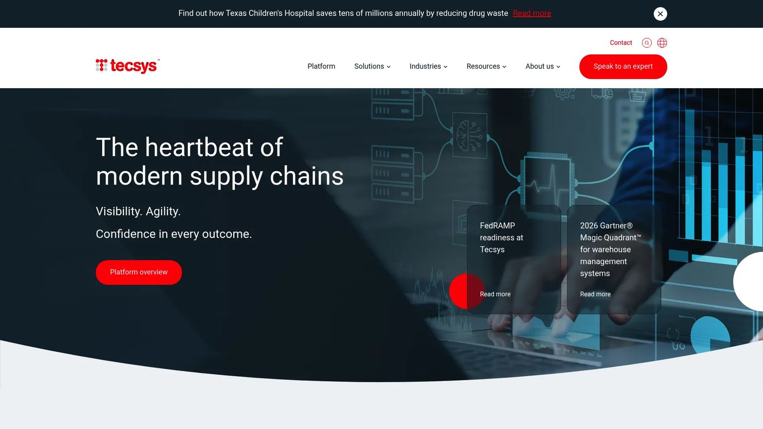 Tecsys healthcare inventory interface for point-of-use supply management.