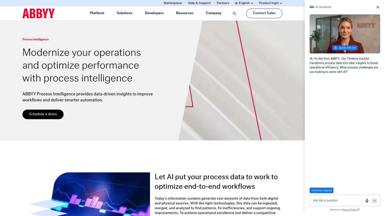 ABBYY Timeline process intelligence platform page