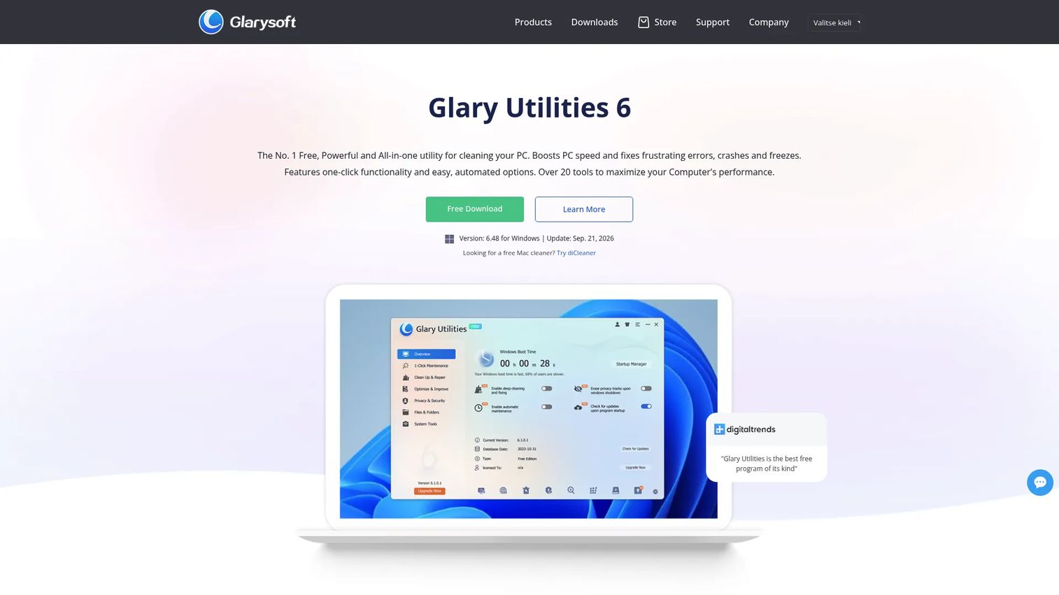 Glary Utilities One-Click Maintenance and disk cleanup tools