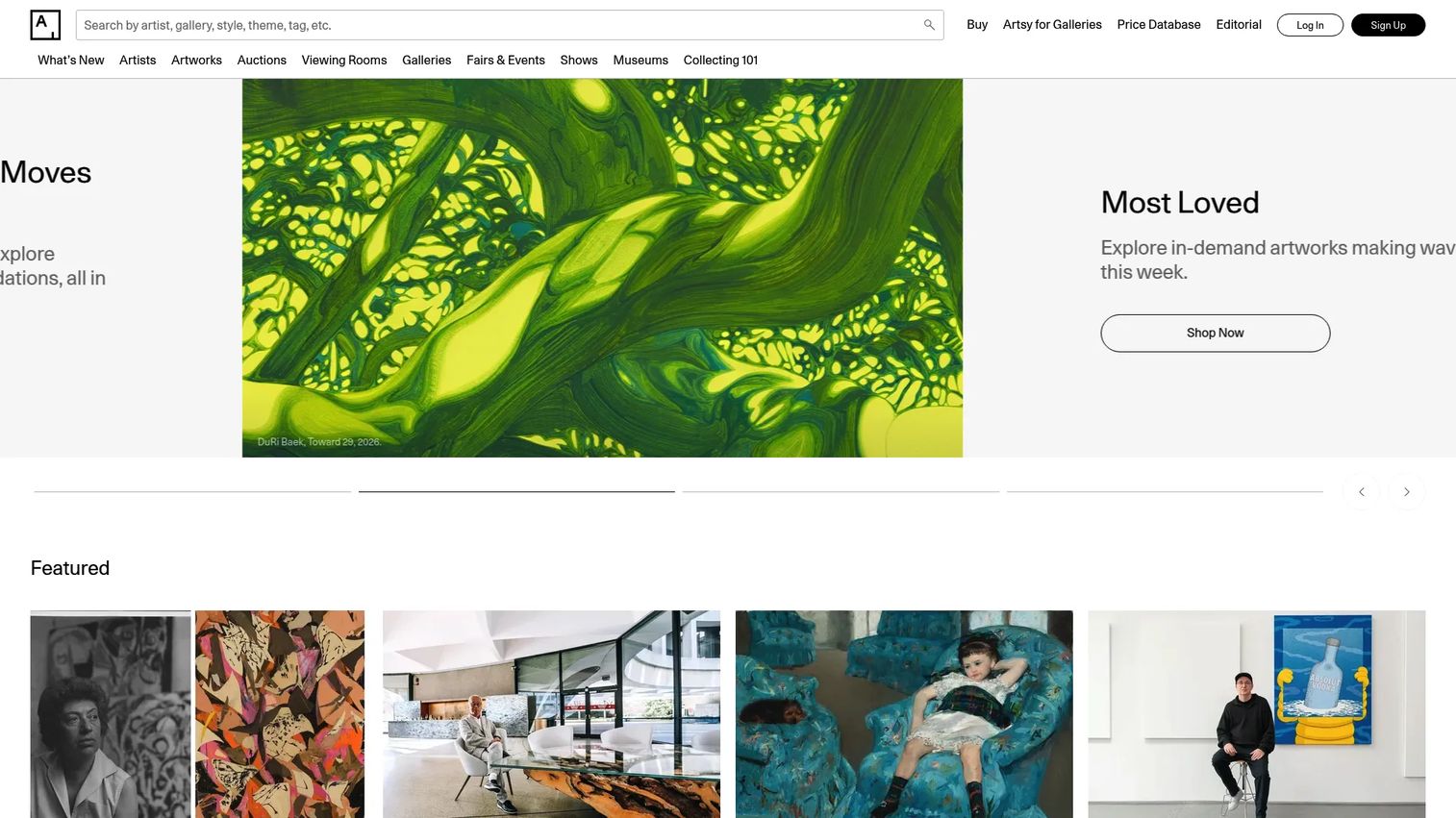 Artsy gallery partner platform showing artwork listings and collector discovery tools