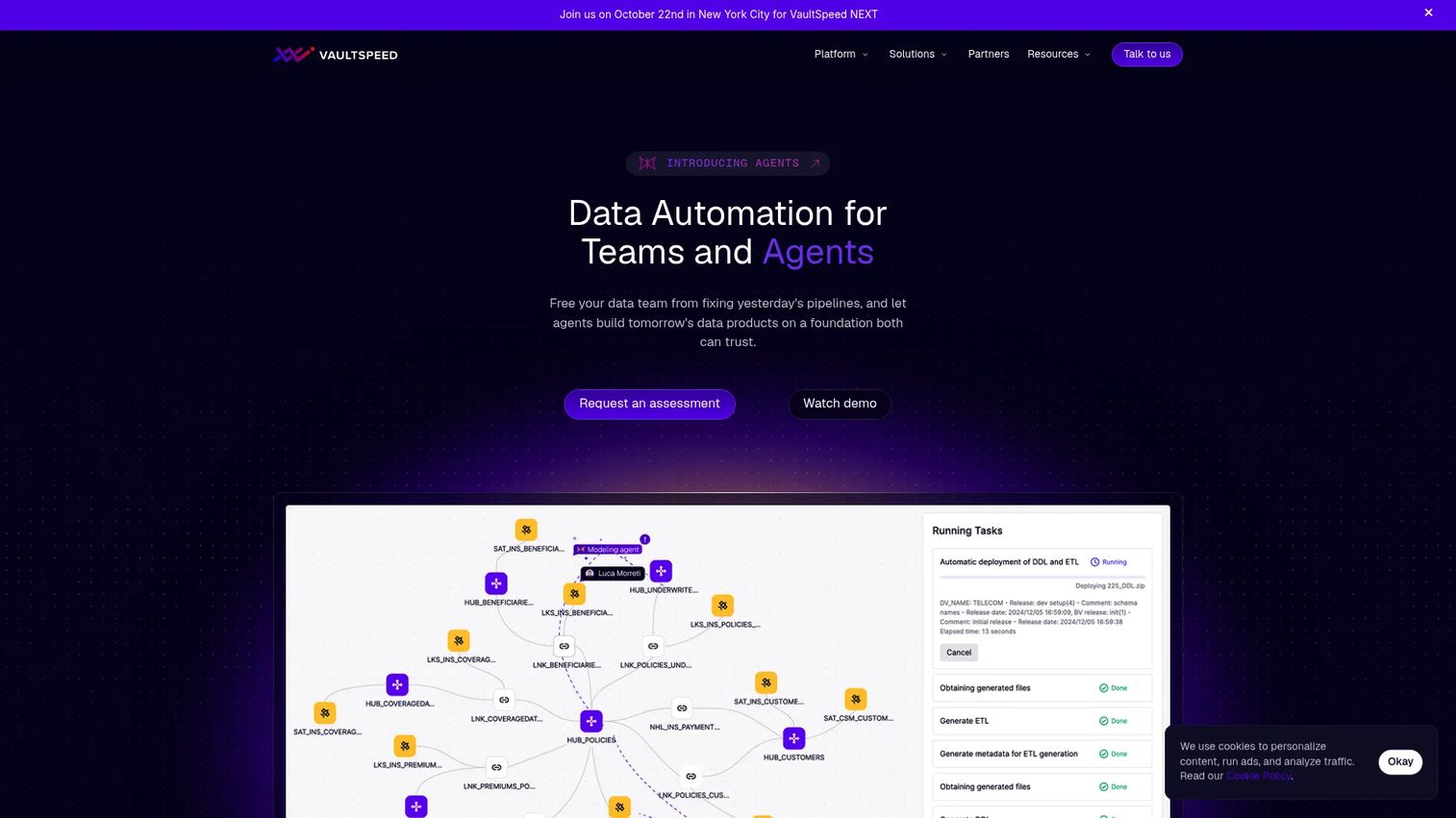 VaultSpeed Data Vault automation platform for governed cloud data warehouse pipelines