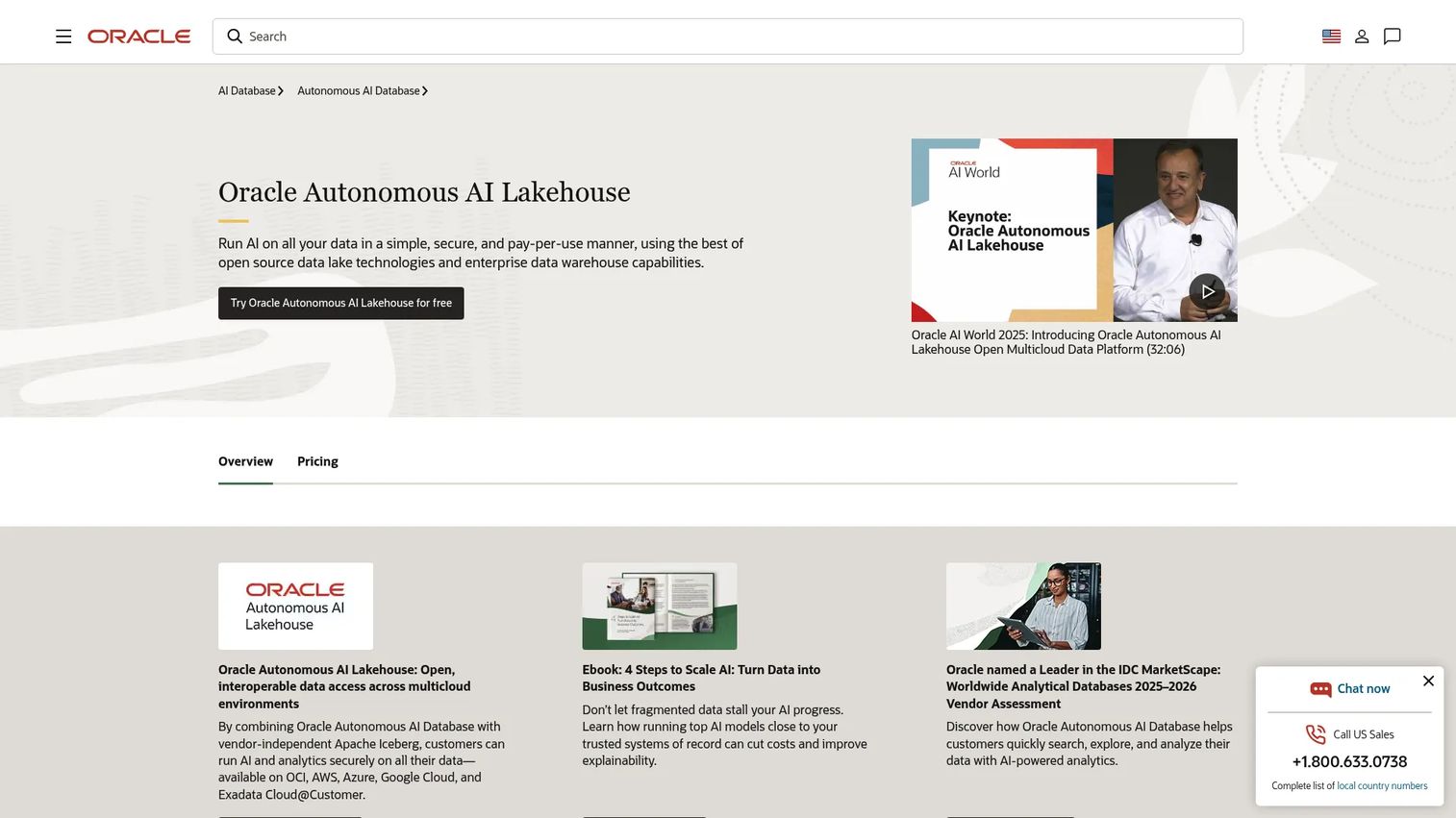 Oracle Autonomous Data Warehouse interface