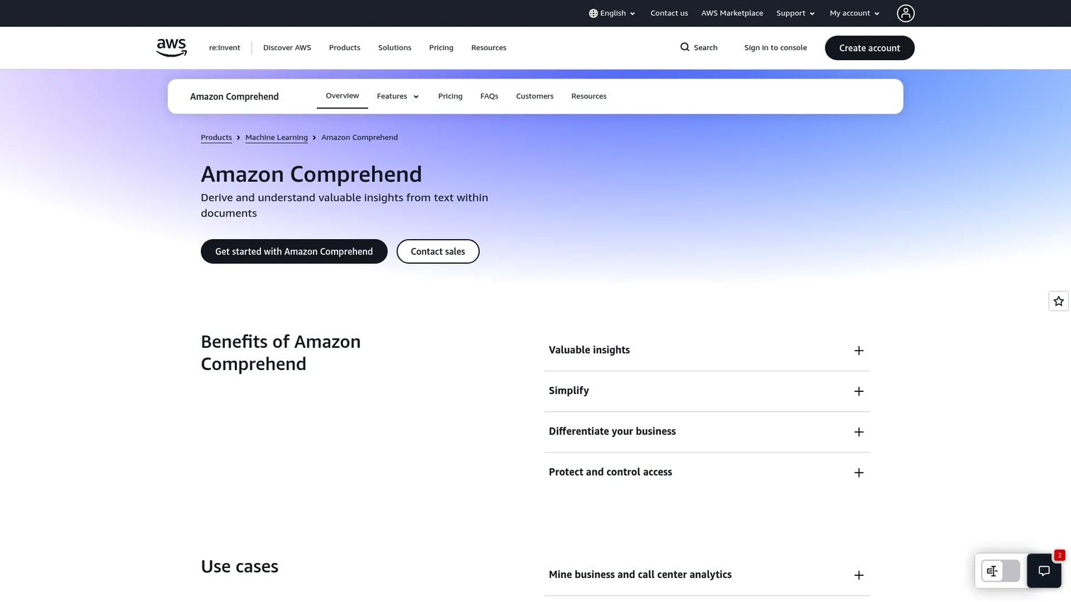 Amazon Comprehend NLP analysis architecture