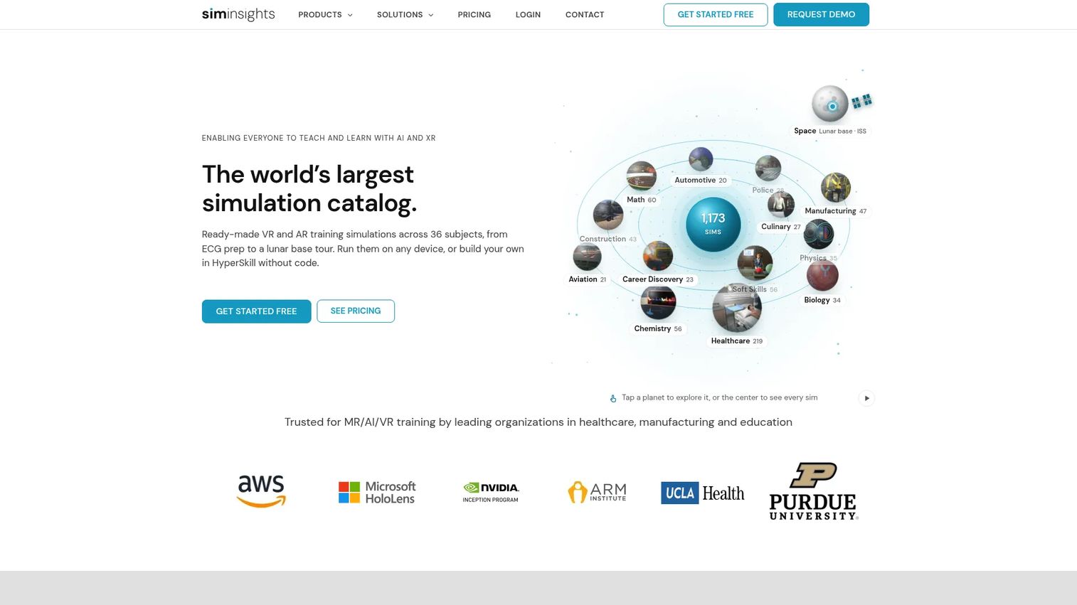 SimInsights homepage screenshot