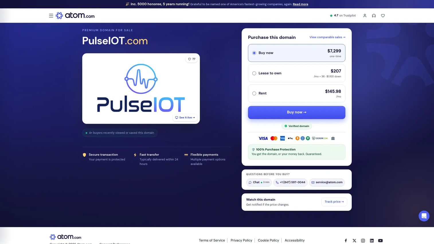 Pulse IoT Security Platform homepage