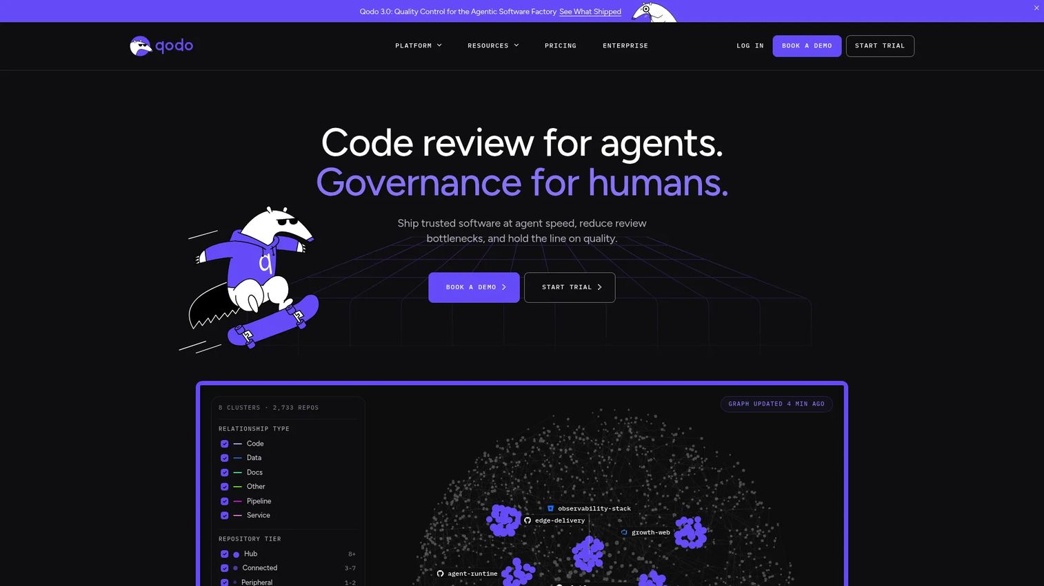 Qodo homepage screenshot
