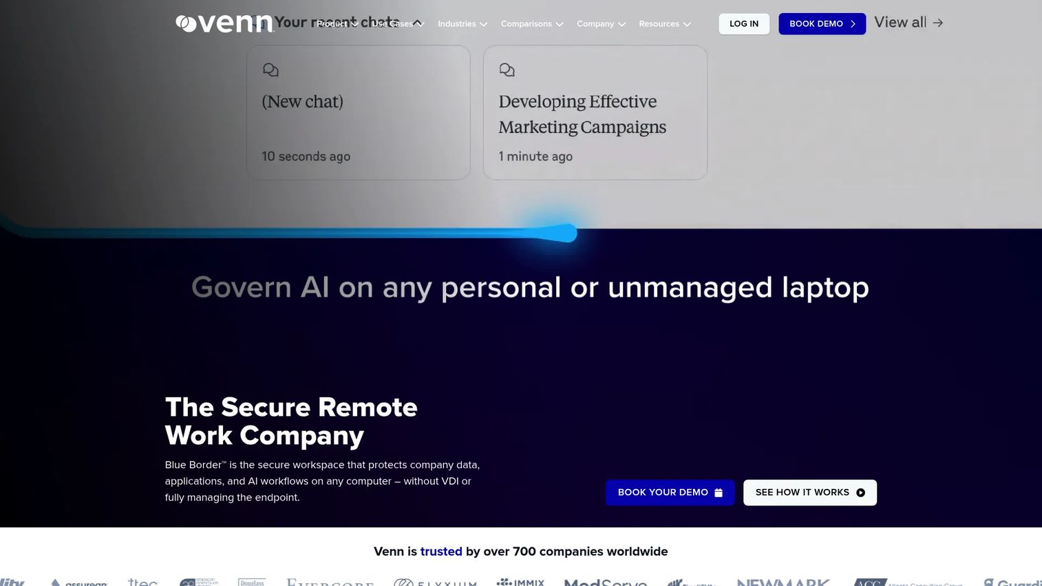 VENN Software secure workspace Blue Border application enclave for BYOD and contractor access