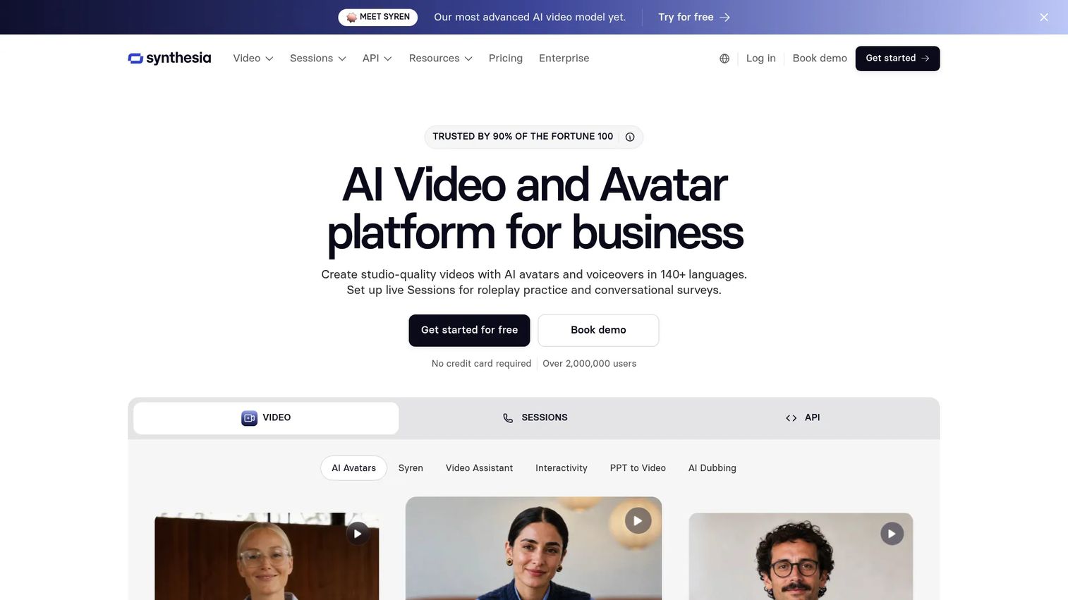 Synthesia AI video platform for product training demos