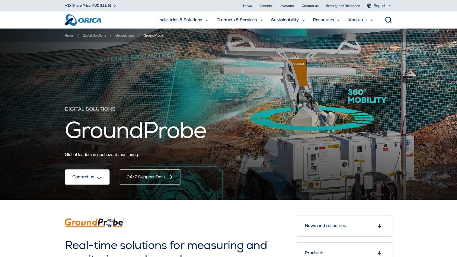 GroundProbe SSR-Viewer monitoring interface for site risk visibility