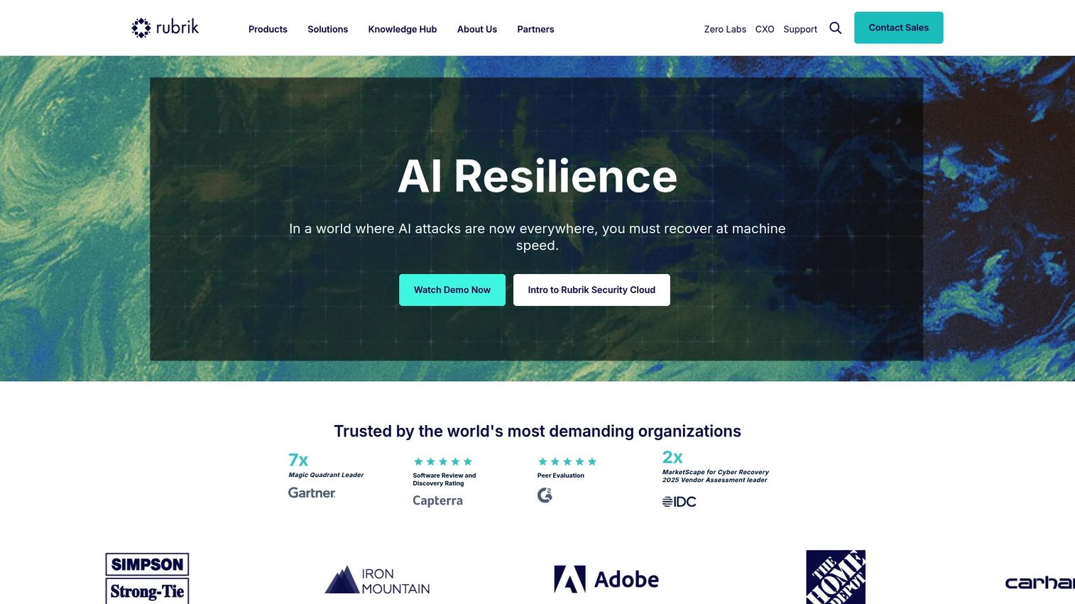Rubrik Security Cloud cyber recovery and ransomware response dashboard