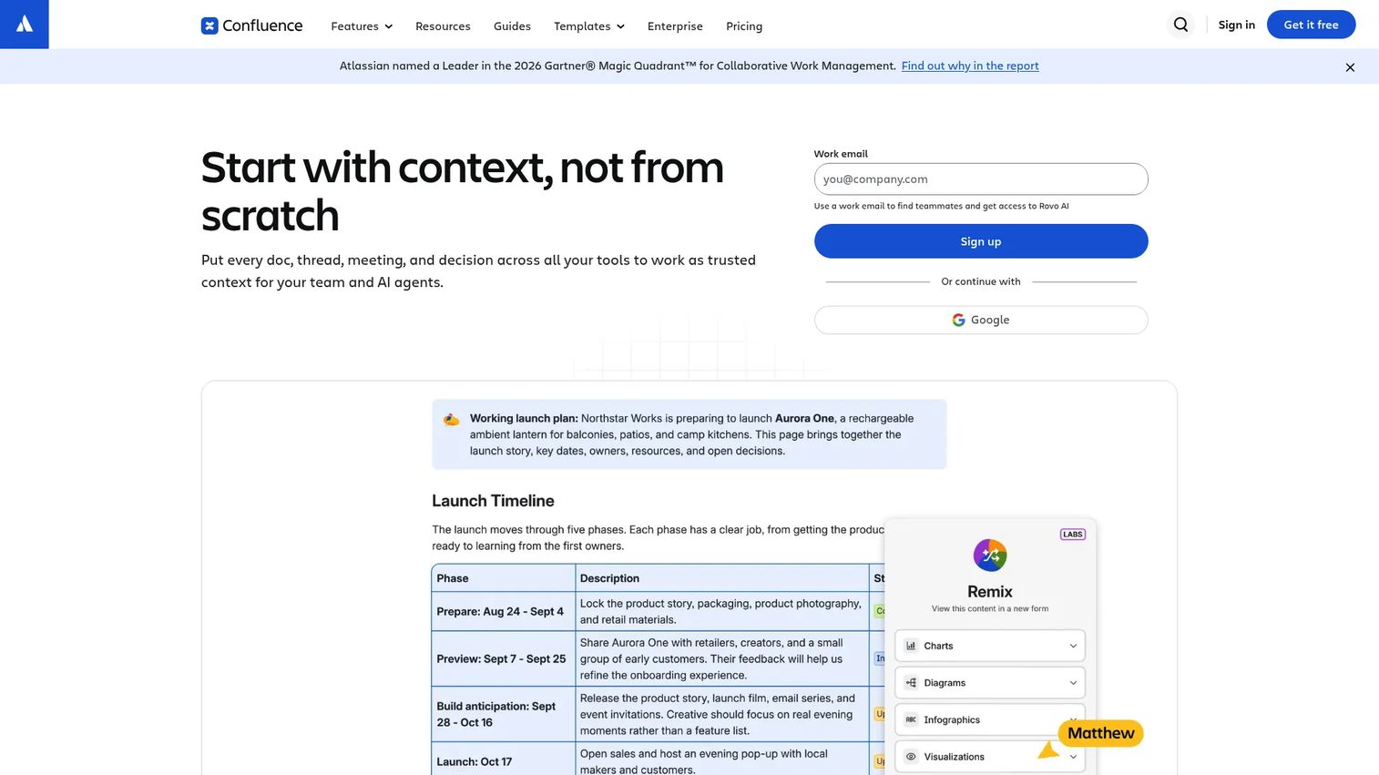 Confluence research knowledge base page