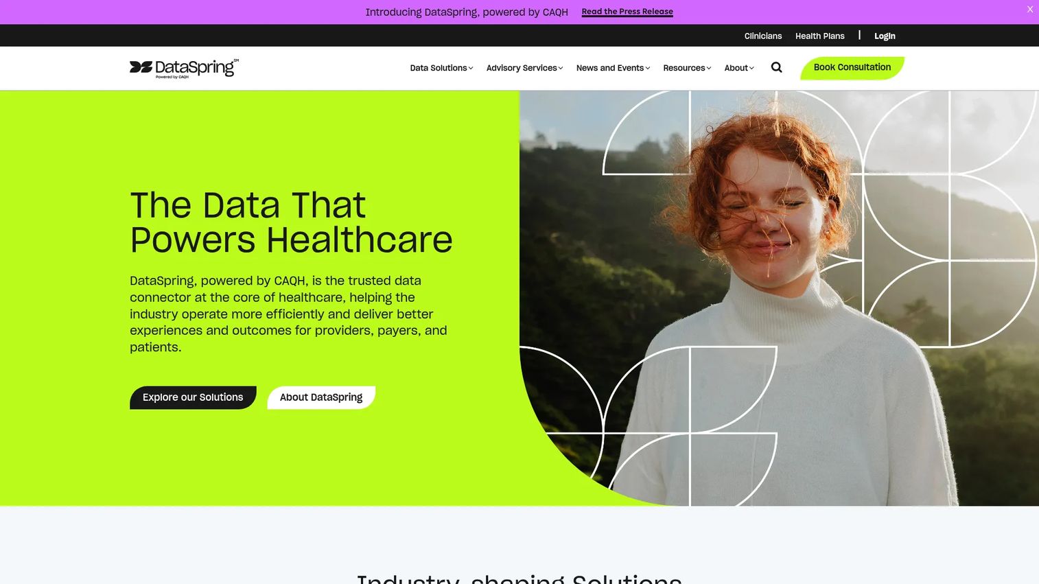 CAQH Provider Data Management homepage screenshot