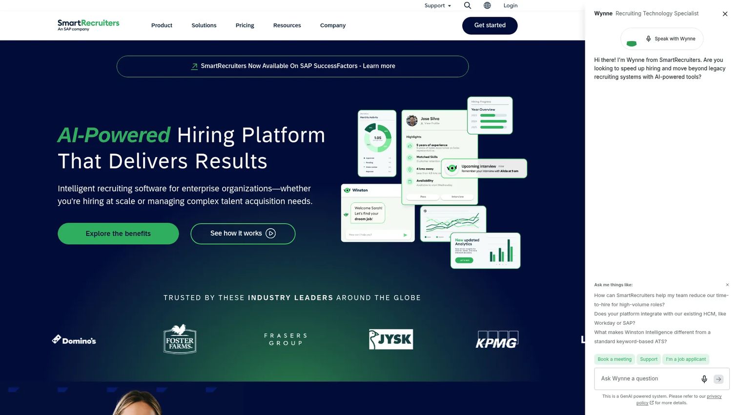 SmartRecruiters homepage screenshot