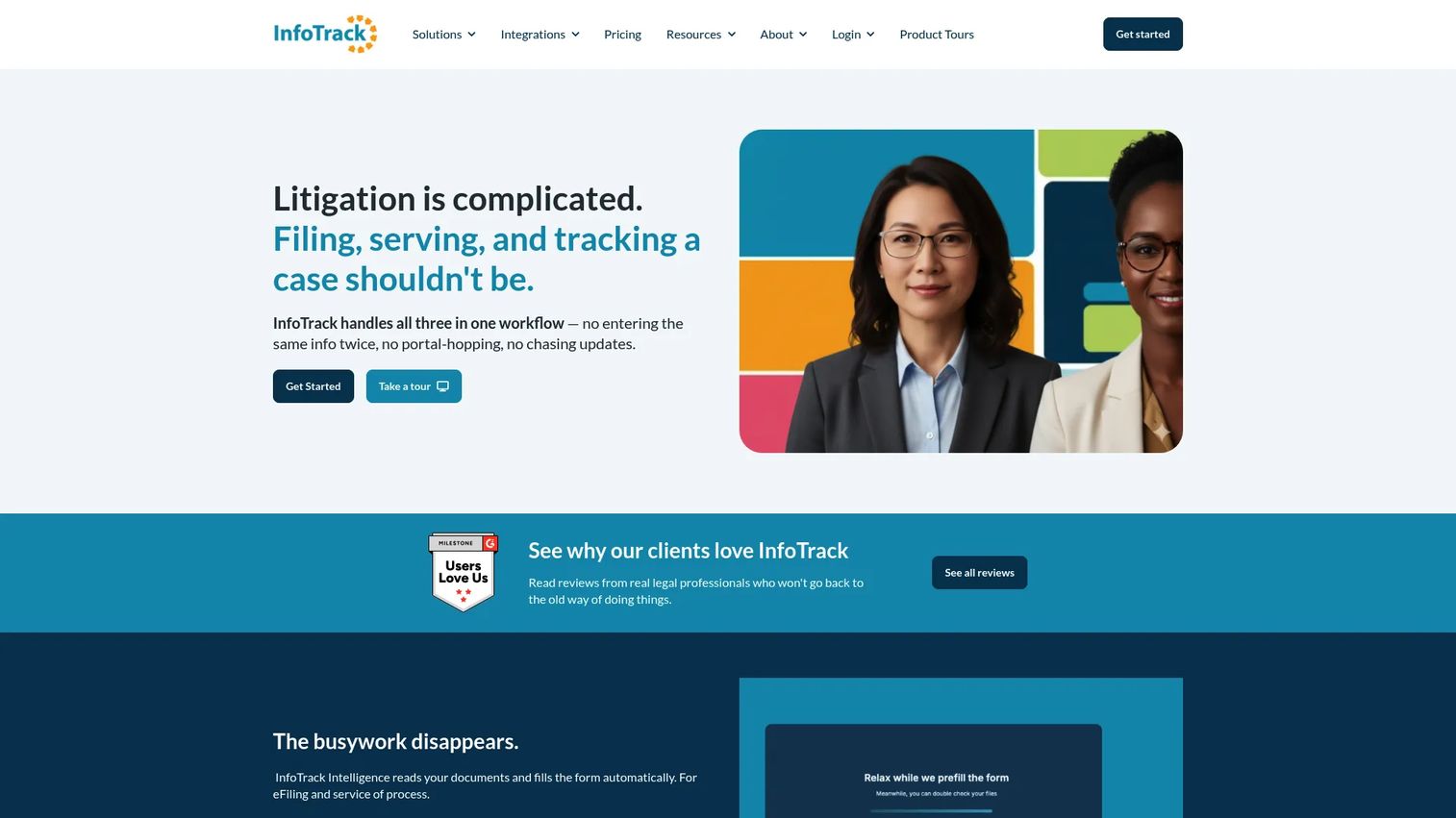InfoTrack court filing workflow interface