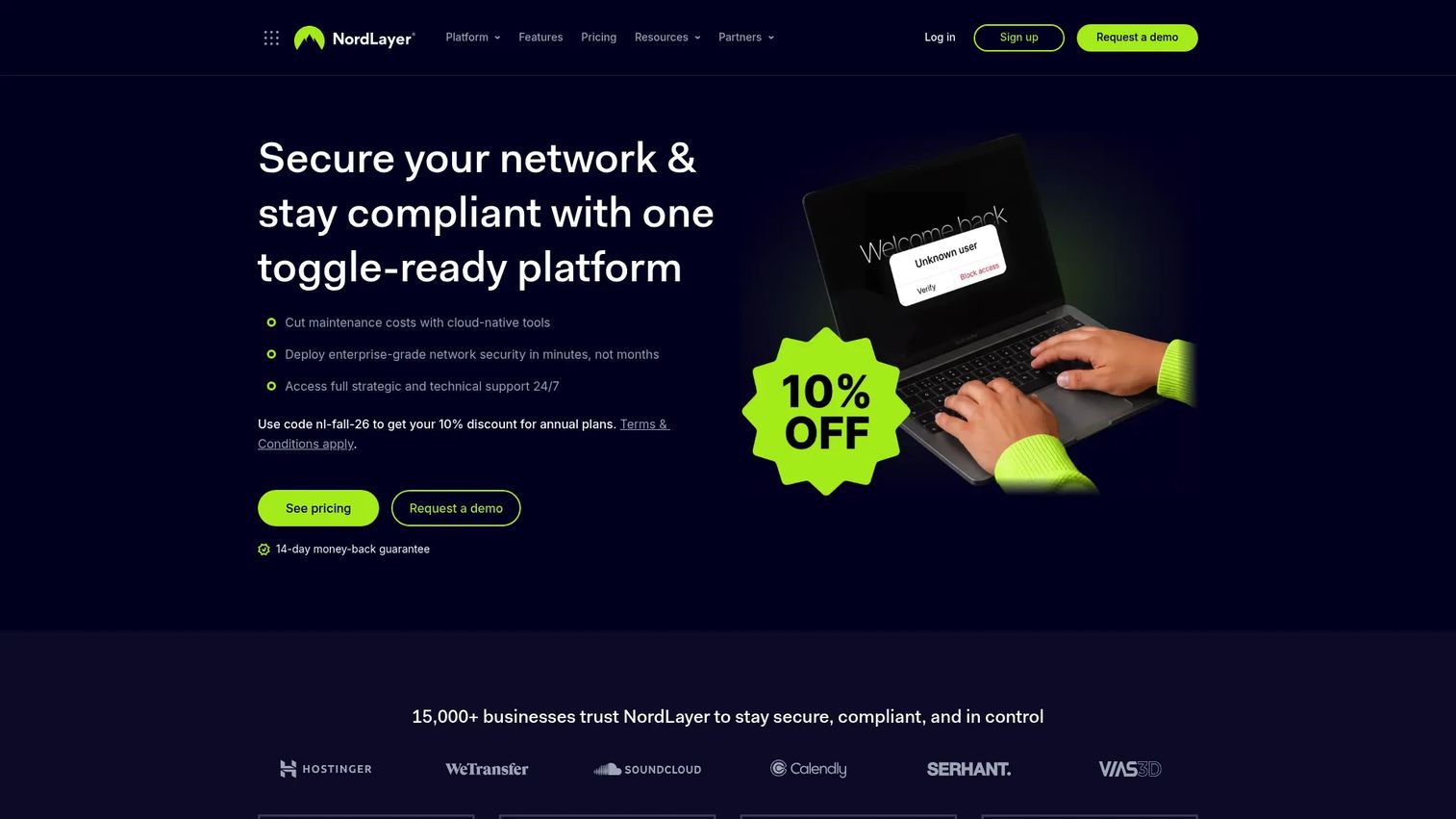 NordLayer business VPN dashboard for centralized remote access management