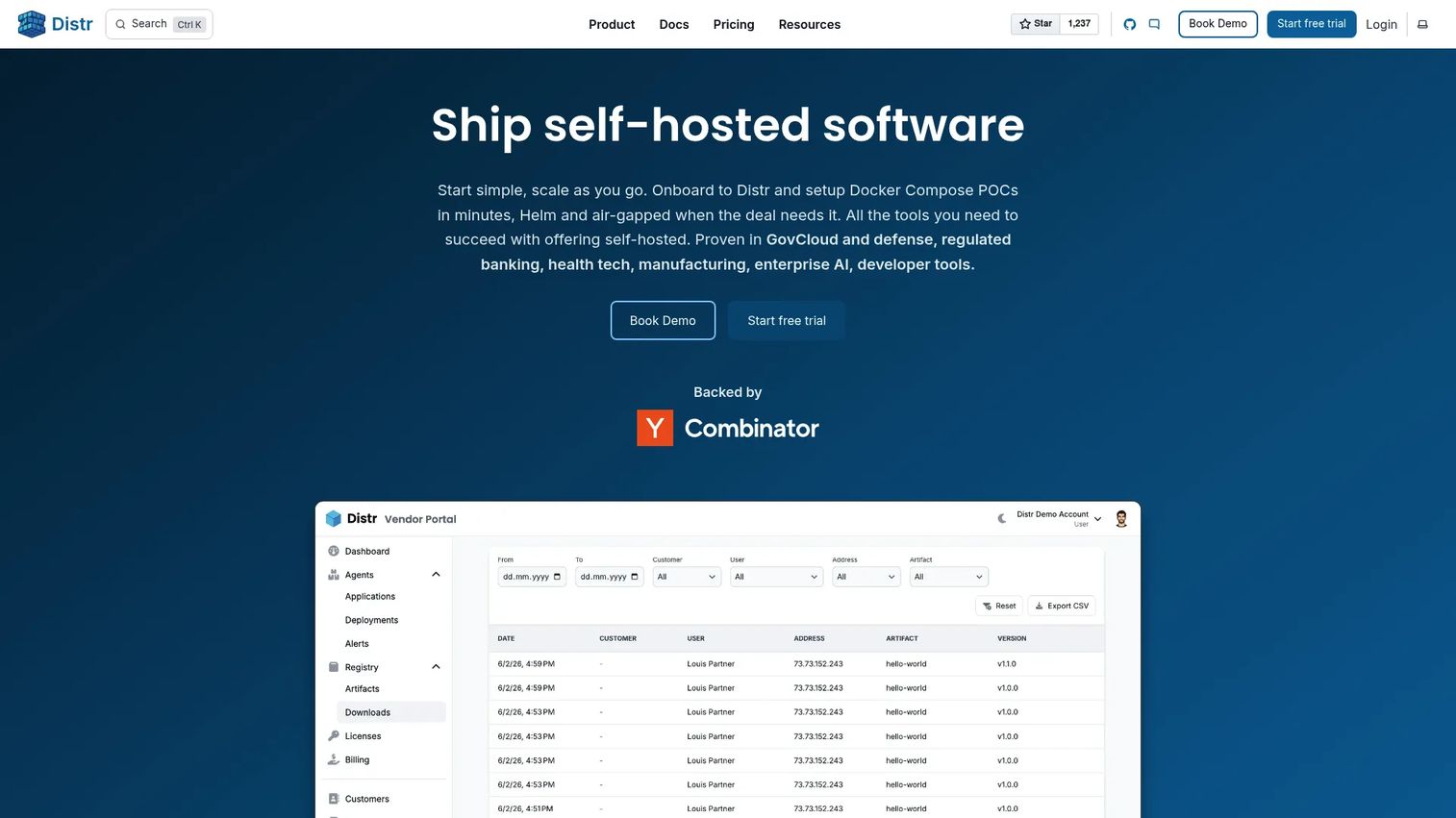Distr customer-facing software distribution portal
