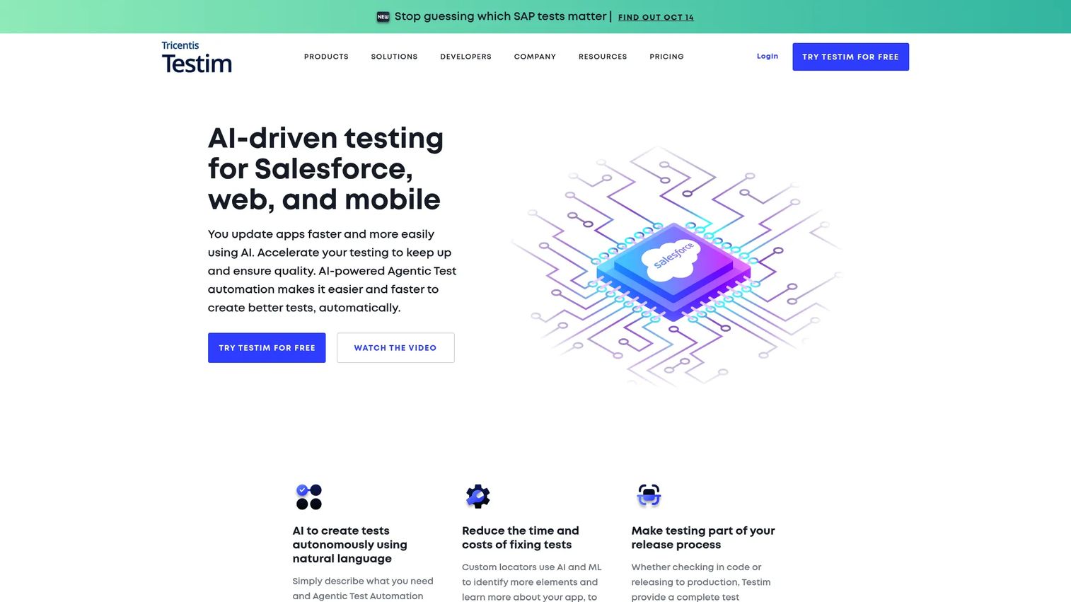 Testim AI-powered automated testing interface
