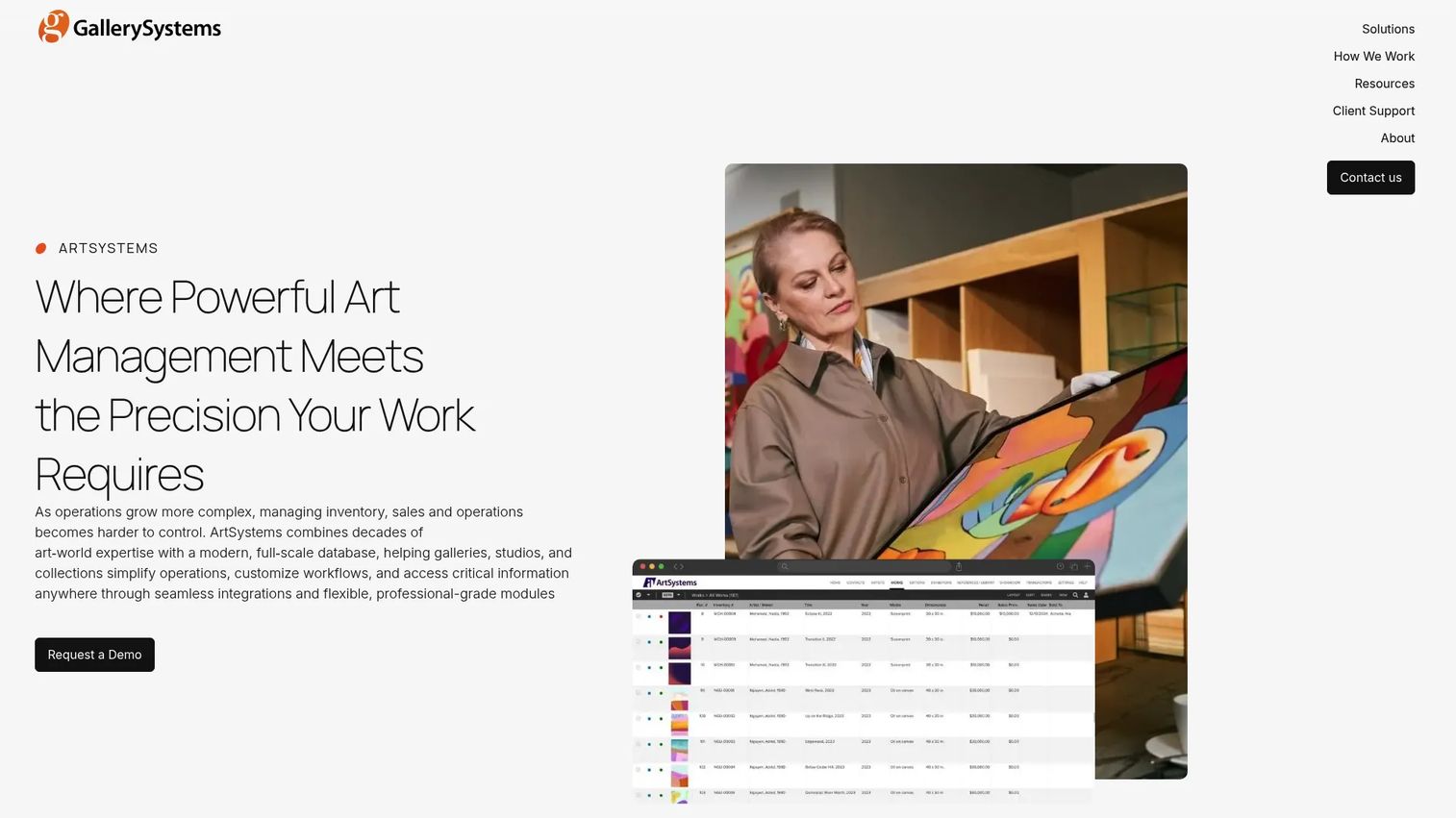 Artsystems database interface for artwork records and gallery administration