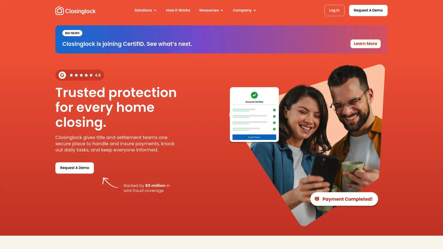 ClosingLock wire fraud prevention software