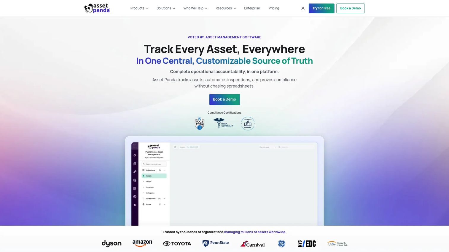 Asset Panda barcode based asset tracking dashboard