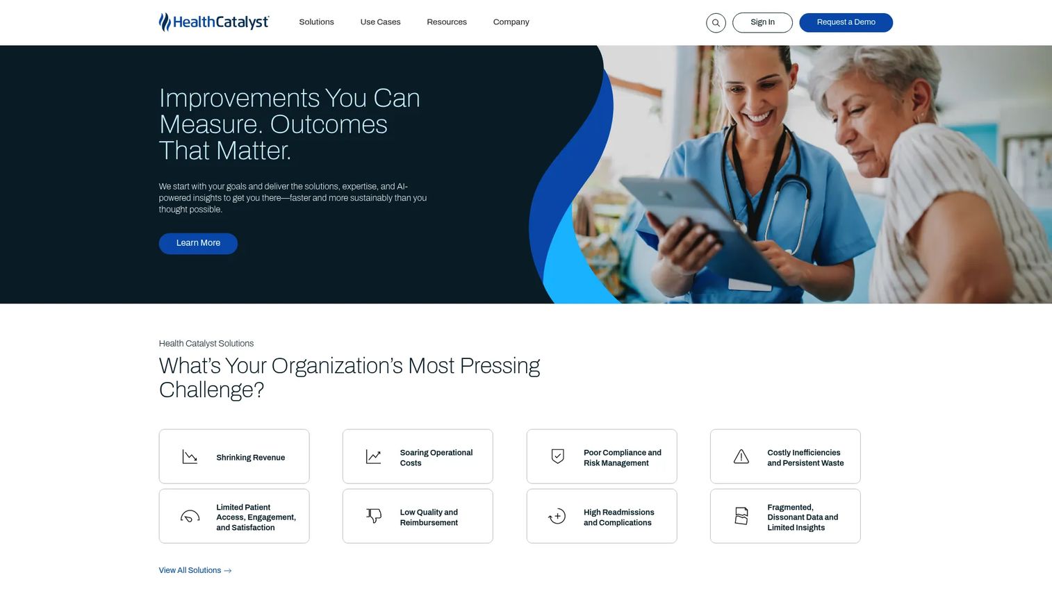 Health Catalyst homepage screenshot