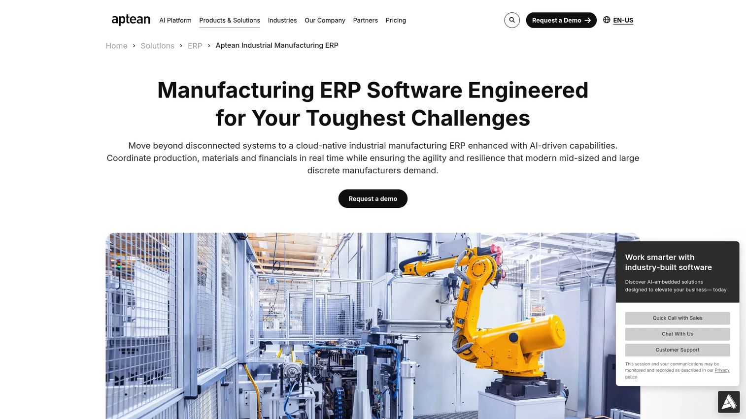 Aptean Industrial Manufacturing ERP workflow for planning and quality management