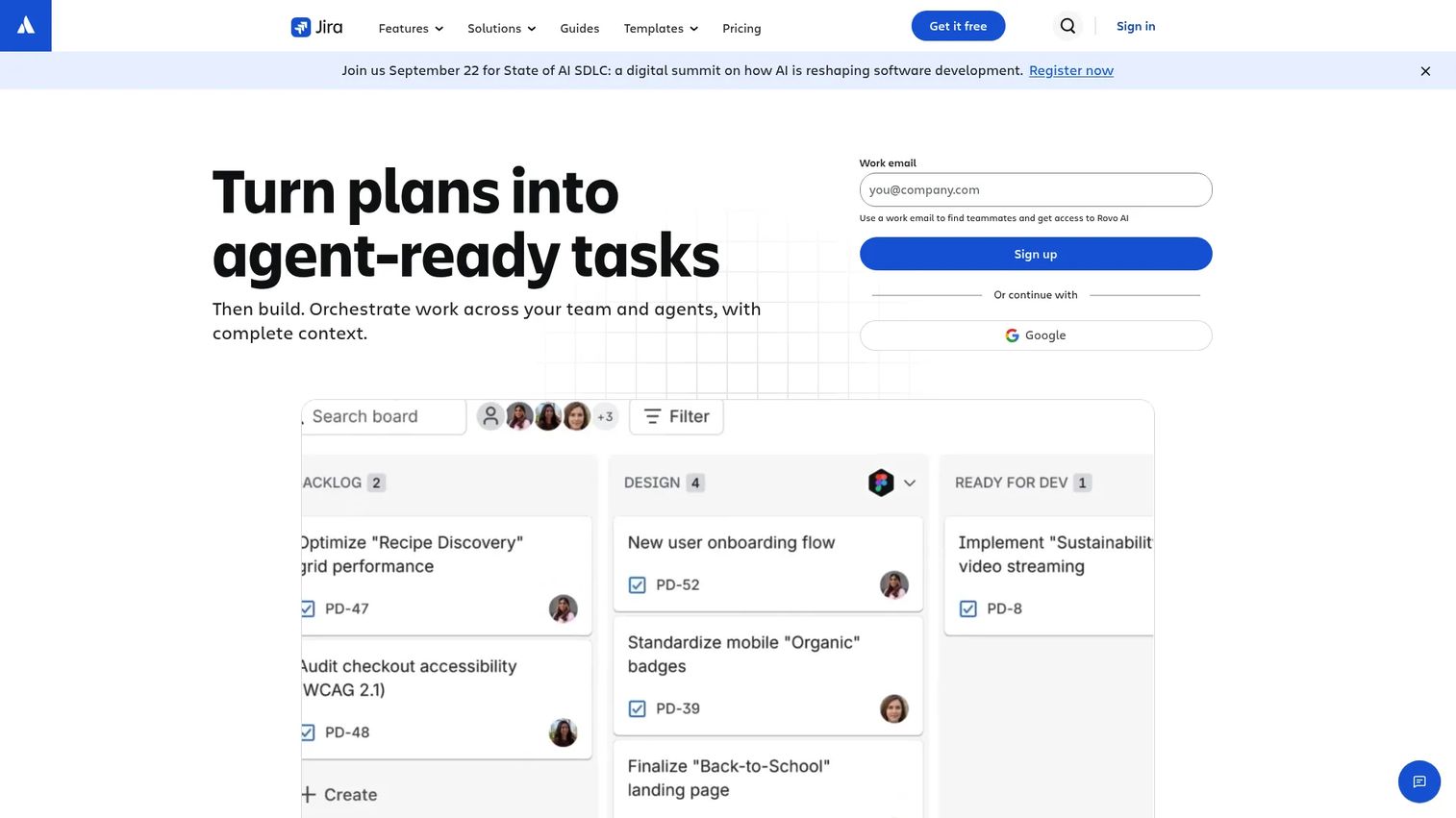 Jira roadmap and sprint planning view